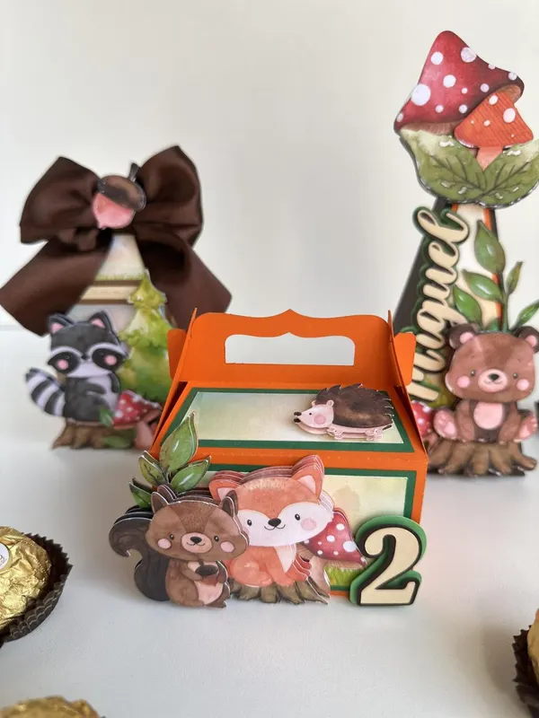 kit de caixas personalizadas luxo tema bosque — papelaria personalizada Refinado Encanto