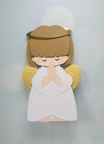 Topo de Bolo em Camadas Anjinho Batizado — papelaria personalizada Refinado Encanto