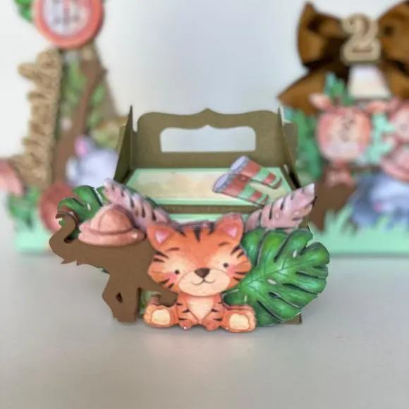 Kit Festa Safari Luxo 12 Peças | Caixas Personalizadas para Festa Infantil — papelaria personalizada Refinado Encanto