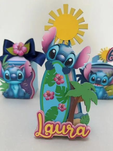 Kit Festa Stitch Luxo 12 Peças | Caixas Personalizadas para Festa Infantil — papelaria personalizada Refinado Encanto