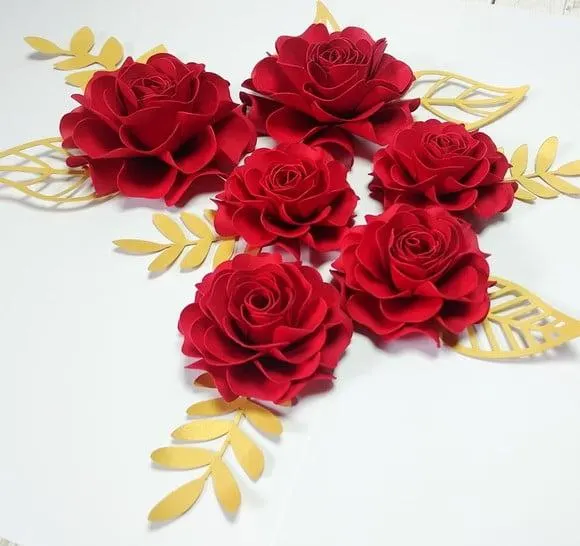 Kit 6 Flores de Papel com Folhas, foto 4 de 5