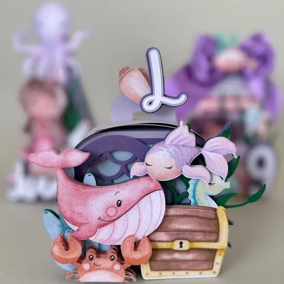 Kit Festa Sereia Luxo 12 Peças | Caixas Personalizadas para Festa Infantil — papelaria personalizada Refinado Encanto