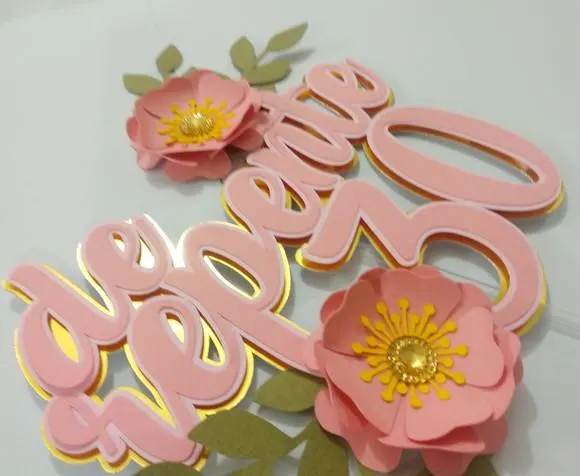 topo de bolo flores — papelaria personalizada Refinado Encanto