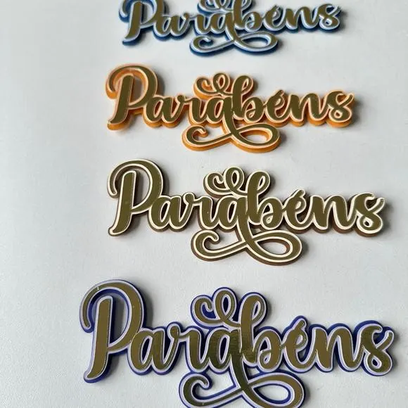 Topo de Bolo "parabéns" com 3 Camadas. Kit com 4 Topos., foto 5 de 5