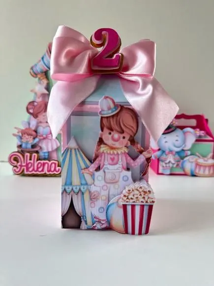 Kit Festa Circo Rosa Luxo 12 Peças | Caixas Personalizadas para Festa Infantil, foto 2 de 5