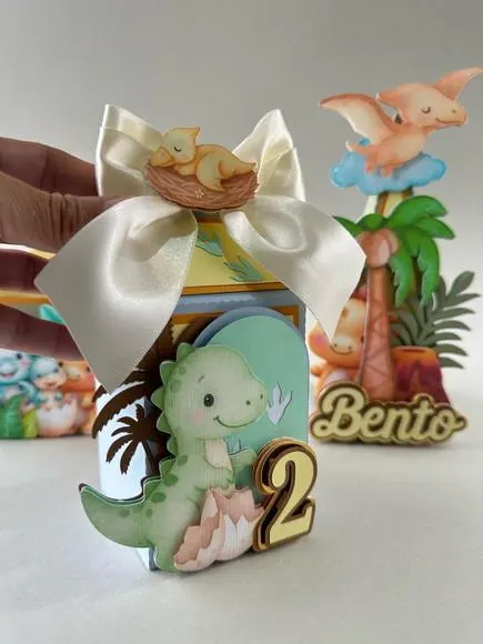 Kit Festa Dino Baby Luxo 12 Pçs/caixas personalizadas para festa infantil, foto 3 de 5
