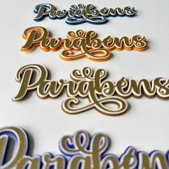 Topo de Bolo "parabéns" com 3 Camadas. Kit com 4 Topos., foto 3 de 5