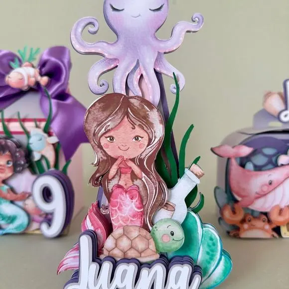 Kit Festa Sereia Luxo 12 Peças | Caixas Personalizadas para Festa Infantil, foto 4 de 5