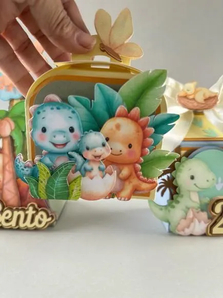 Kit Festa Dino Baby Luxo 12 Pçs/caixas personalizadas para festa infantil, foto 2 de 5