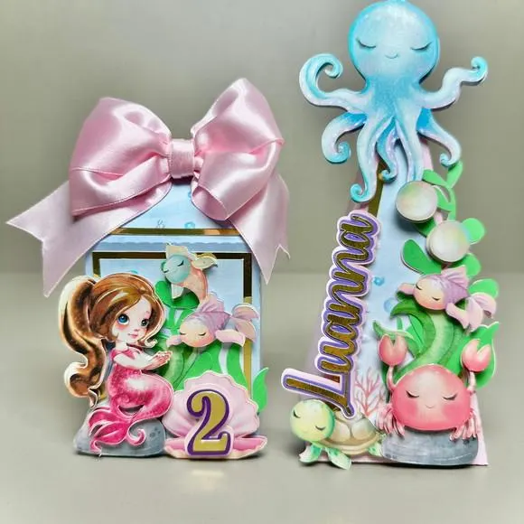 Kit Festa Sereia Luxo 12 Peças | Caixas Personalizadas Tema Sereia Infantil, foto 4 de 5