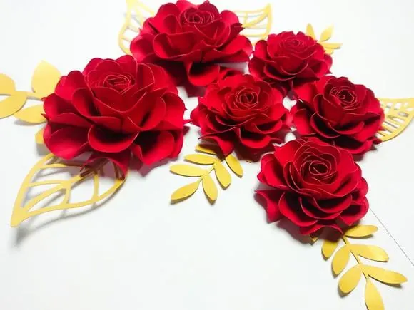 Kit 6 Flores de Papel com Folhas, foto 5 de 5