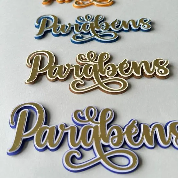 Topo de Bolo "parabéns" com 3 Camadas. Kit com 4 Topos., foto 4 de 5