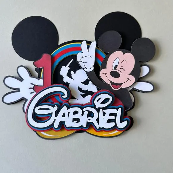 Topo Topper de Bolo Personalizado Mickey, foto 2 de 3