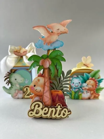 Kit Festa Dino Baby Luxo 12 Pçs/caixas personalizadas para festa infantil, foto 4 de 5
