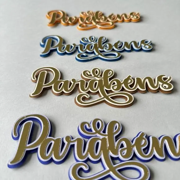 Topo de Bolo "parabéns" com 3 Camadas. Kit com 4 Topos. — papelaria personalizada Refinado Encanto